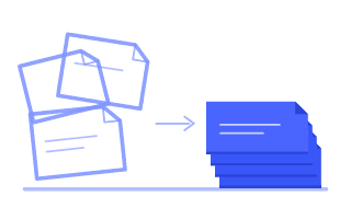 folders on a desk with one file moving between them