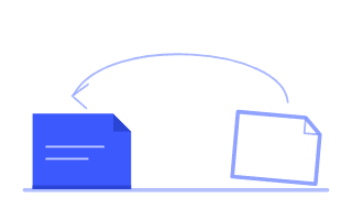a card with an arrow going back